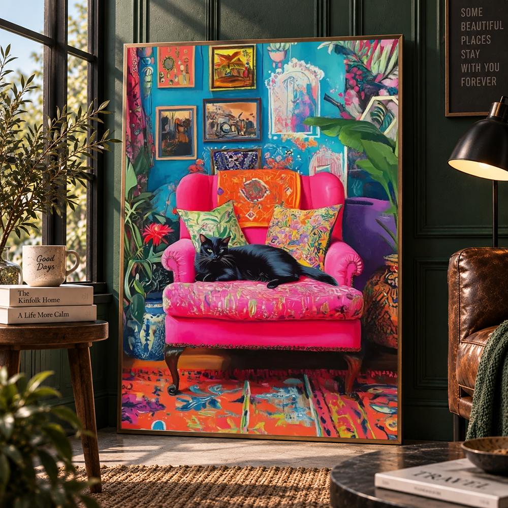 Fiddle Leaf Fig - Bohem Tarzı, Botanik Desenli, İpek Yapraklı